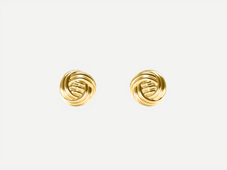 (Real Gold) Rope Knot Ball Earring