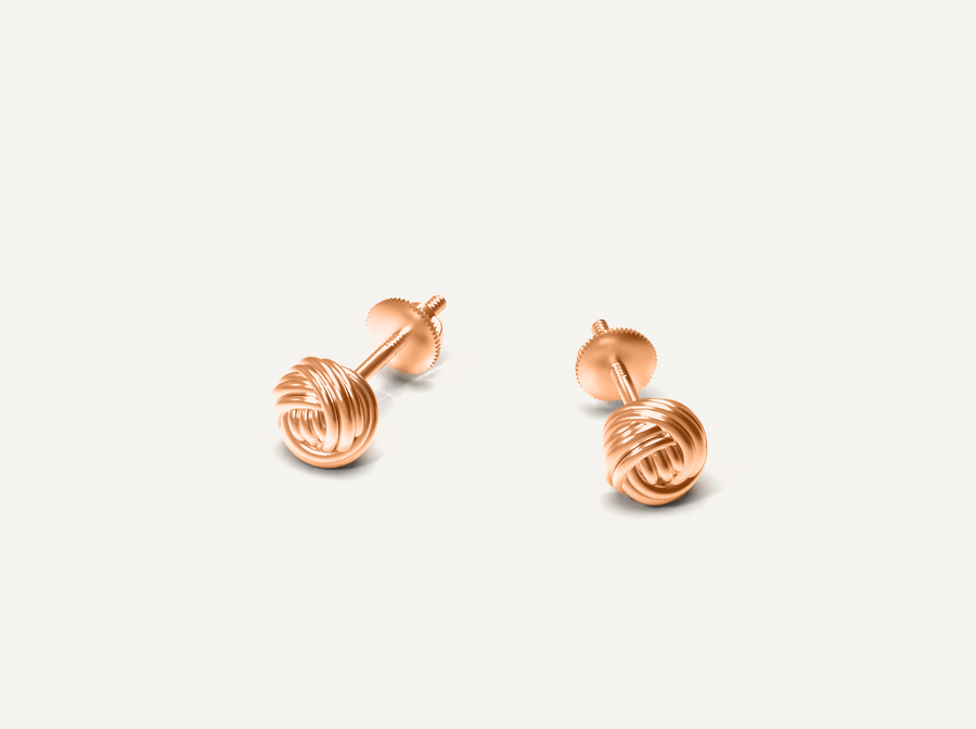 (Real Gold) Rope Knot Ball Earring