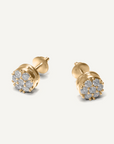 (Real Gold) Cluster Round Dome Earrings