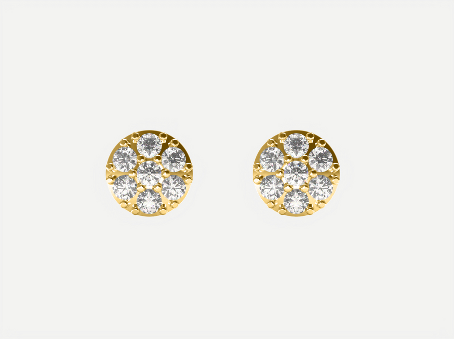 Cluster Round Dome Earrings